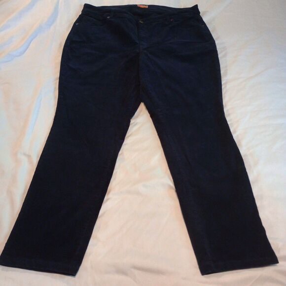 Modcloth Women's Navy Stretch Tapered Leg Corduroy Pants 1X Comfy Dress Casual - Picture 1 of 9